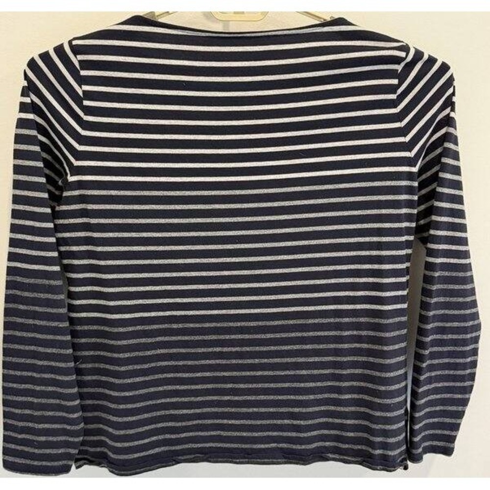 Boden Breton Striped Long‎ Sleeve Cotton Shirt Black Gray Size 14 - Picture 5 of 9